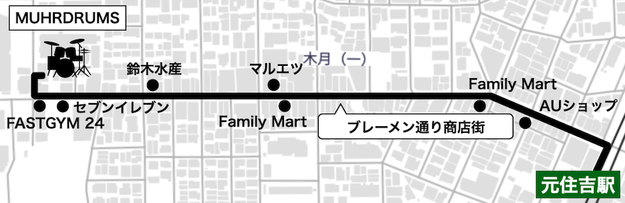 ムールドラムススタジオまでの道のり